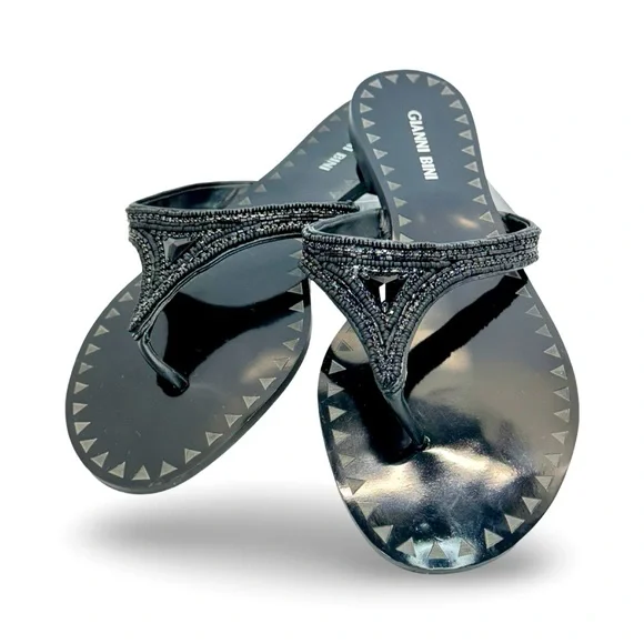 Gianni Bini Beaded Black Sandals Size 8.5! - Picture 1 of 9